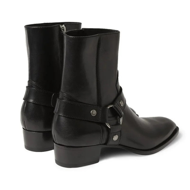 Thick-Soled Pointed-Toed Chelsea British Casual High-Heeled Ankle Boots