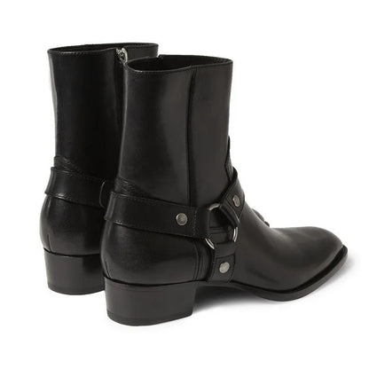 Thick-Soled Pointed-Toed Chelsea British Casual High-Heeled Ankle Boots