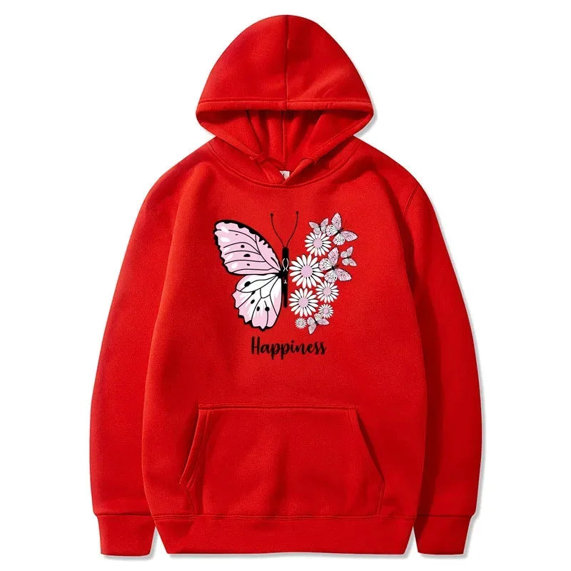 Butterfly Print Women's Sports Casual Hoodie
