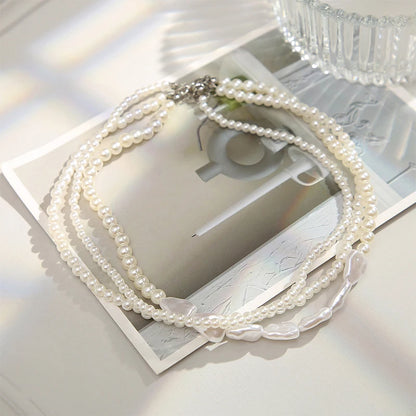 Chokers Retro Neck Imitation Pearls Heart Chain