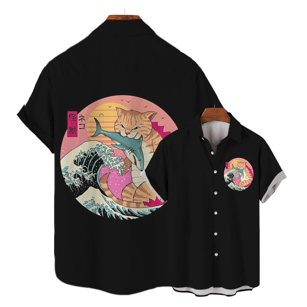 Anime Loose Blouse Hawaiian Shirt for Men