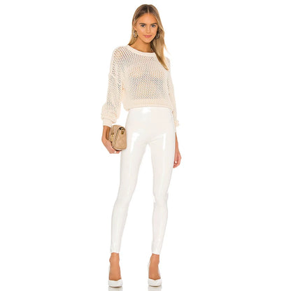 Shiny Leather Pants Slim