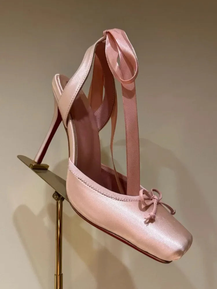 Stiletto Sandals Square Headband Butterfly  Heels