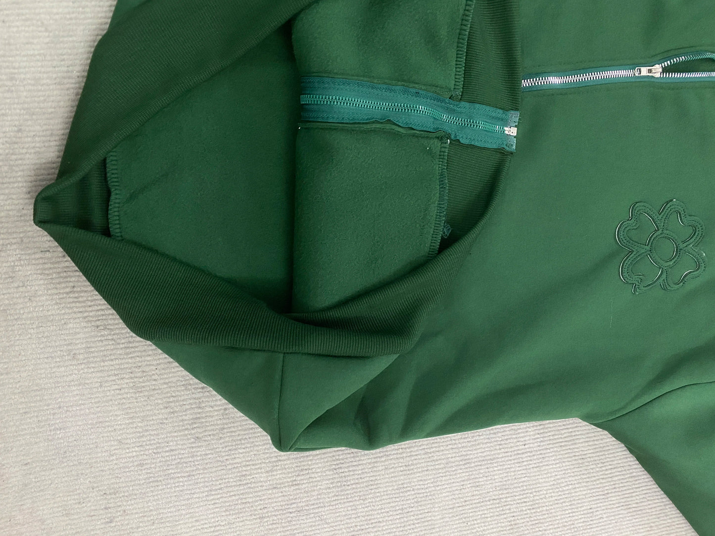 Olive Green Embroidered Zip Hoodie for Unisex