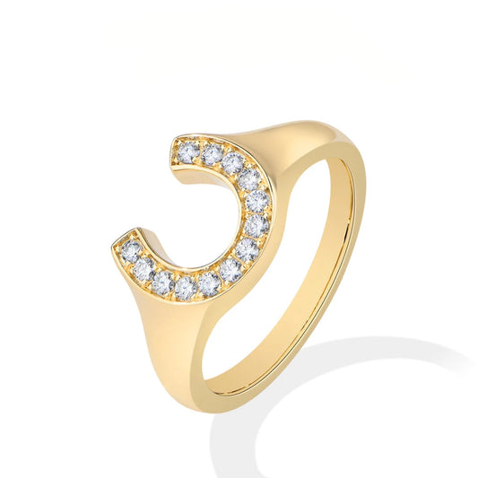 Horseshoe Shaped Synthetic Moissanite Rings For Women