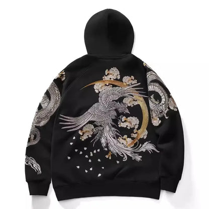 Black Dragon Phoenix  Embroidered Pullover unisex