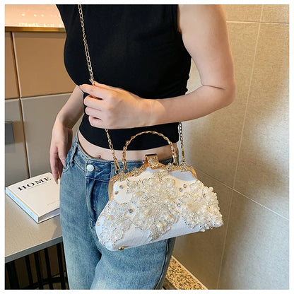 Flowers Diamond Top Handle Bag