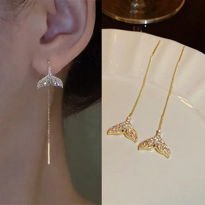 Rose Gold Color Zircon Crystal Threader Earing