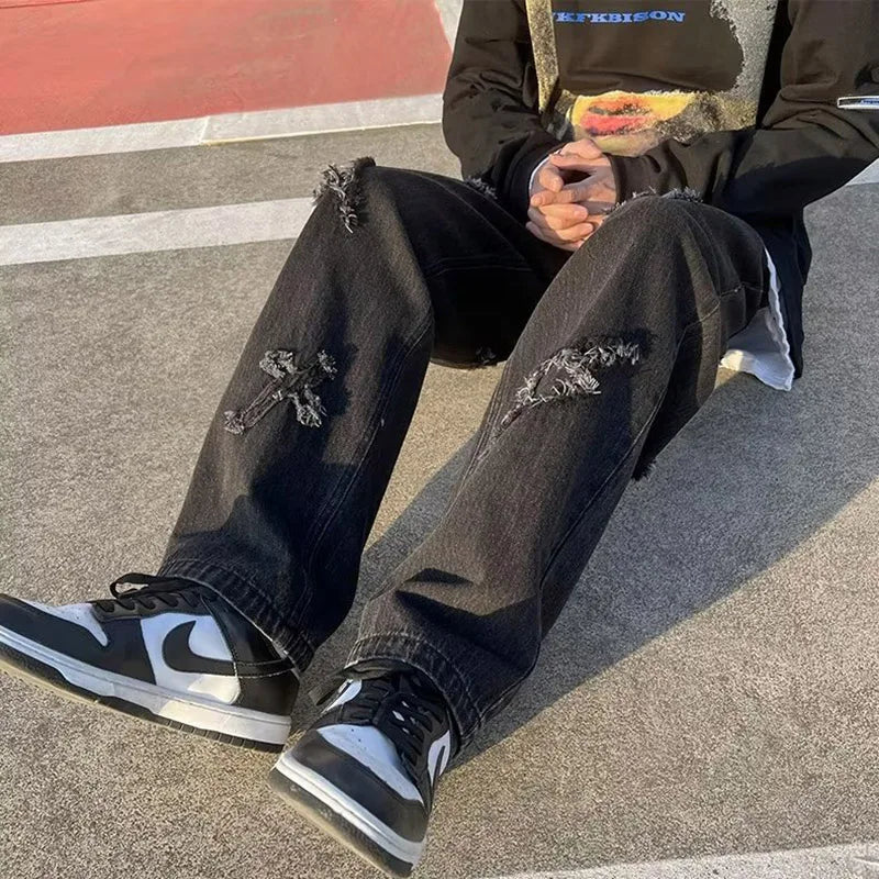 Men Straight Leg Denim Jeans