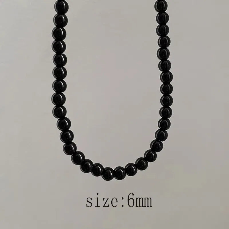 Black Imitation Pearl Choker Necklace