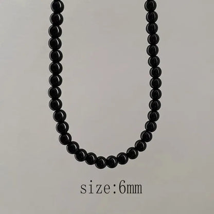 Black Imitation Pearl Choker Necklace