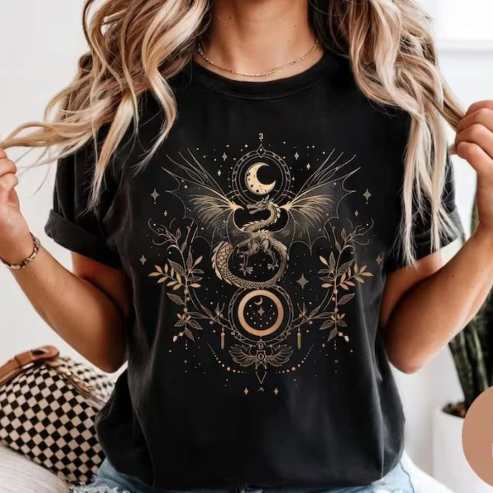 Celestial Dragon Moon Phase T-Shirt