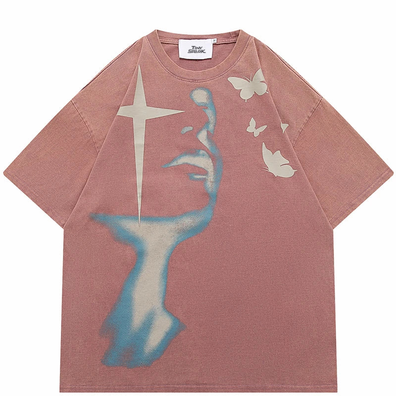 Shadow Butterfly Graphic T-Shirt Retro
