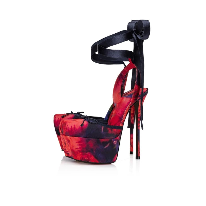 Stiletto Sandals Square Headband Butterfly  Heels