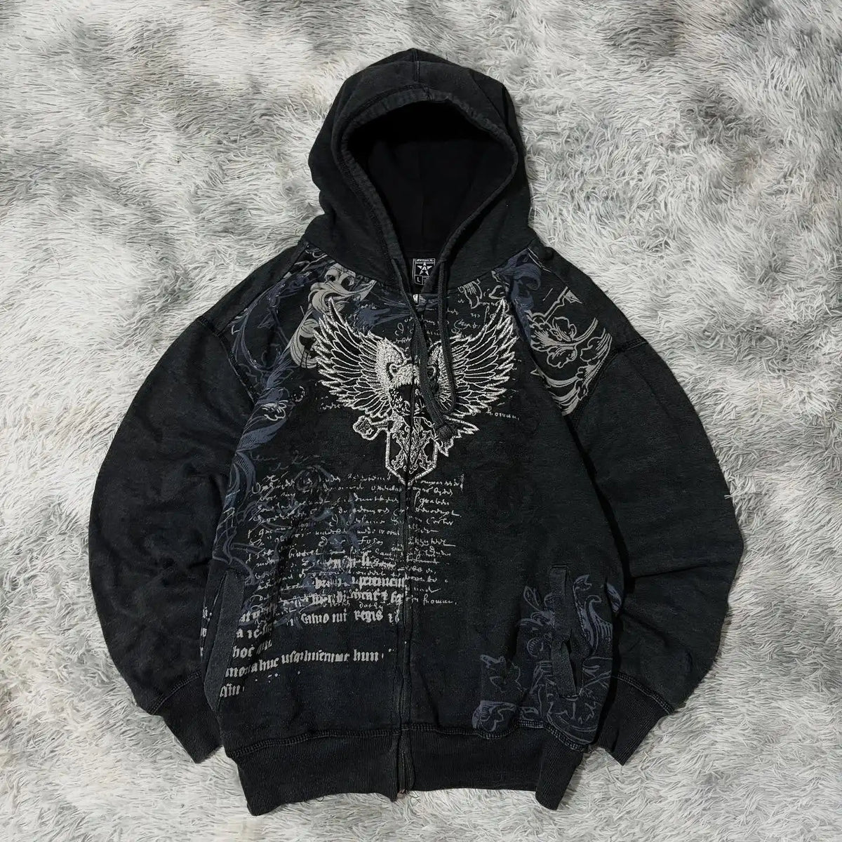 Oversized Pattern Printed Zipper Hooded for Men