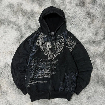 Oversized Pattern Printed Zipper Hooded for Men