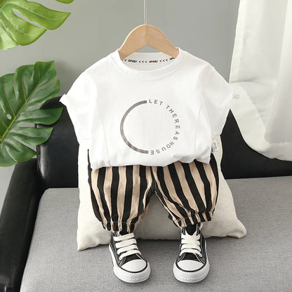 Summer Cotton Short sleeve fashion Suit 2PCS