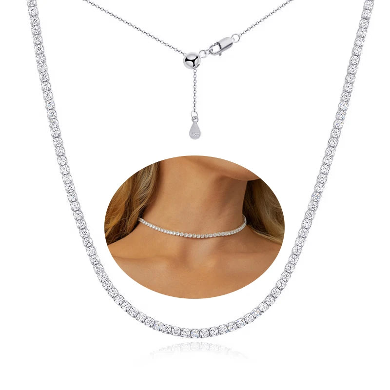 Moissanite Diamond Tennis Necklace With Heart Cut