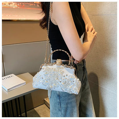 Flowers Diamond Top Handle Bag