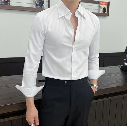 Dark striped slim-fit shirt