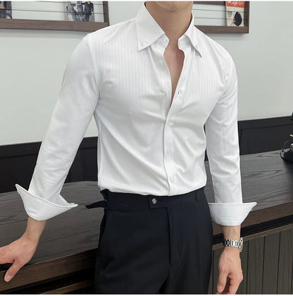 Dark striped slim-fit shirt