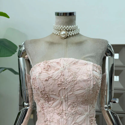 Corset Ball Gown Elegant Lace Peplum Strapless Dress
