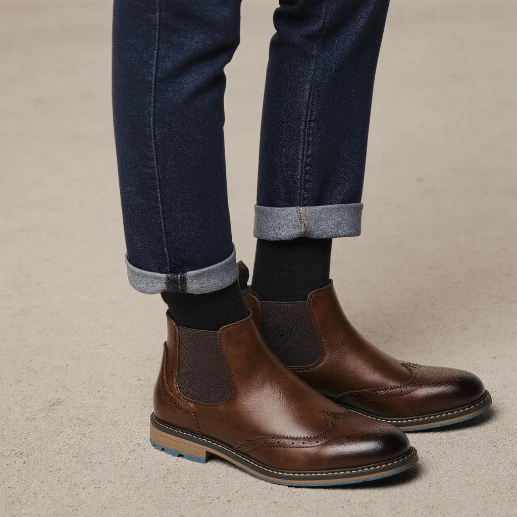 Classic Red Wine Chelsea Boots For Men