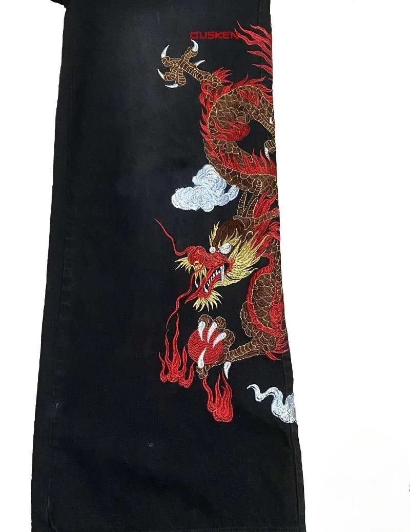 Graffiti Embroidery High Waist Men Jeans