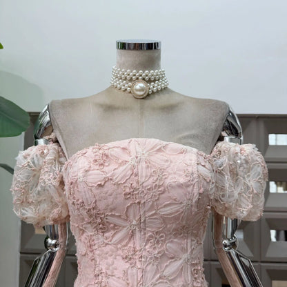 Corset Ball Gown Elegant Lace Peplum Strapless Dress