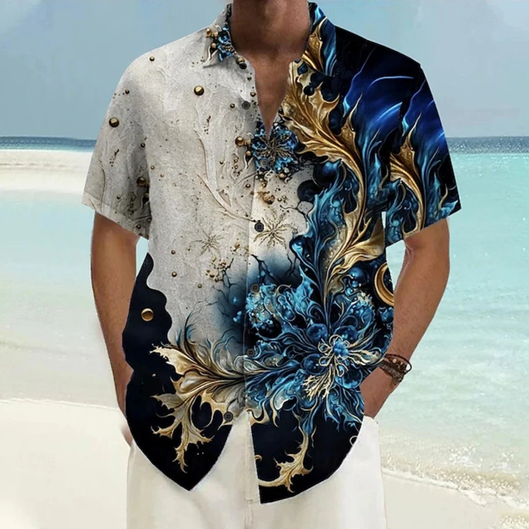 Laser Printed Patterns Summer Loose Men's Shirt