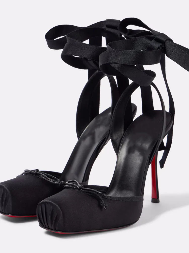 Stiletto Sandals Square Headband Butterfly  Heels