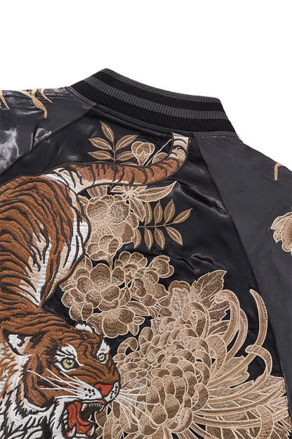 Dragon Tiger Embroidery Bomber Jacket - Men's