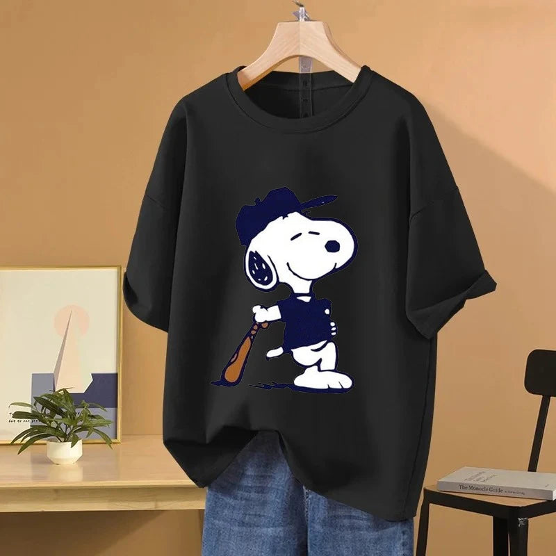Snoopy Baseball Cartoon Anime Women T-shirt
