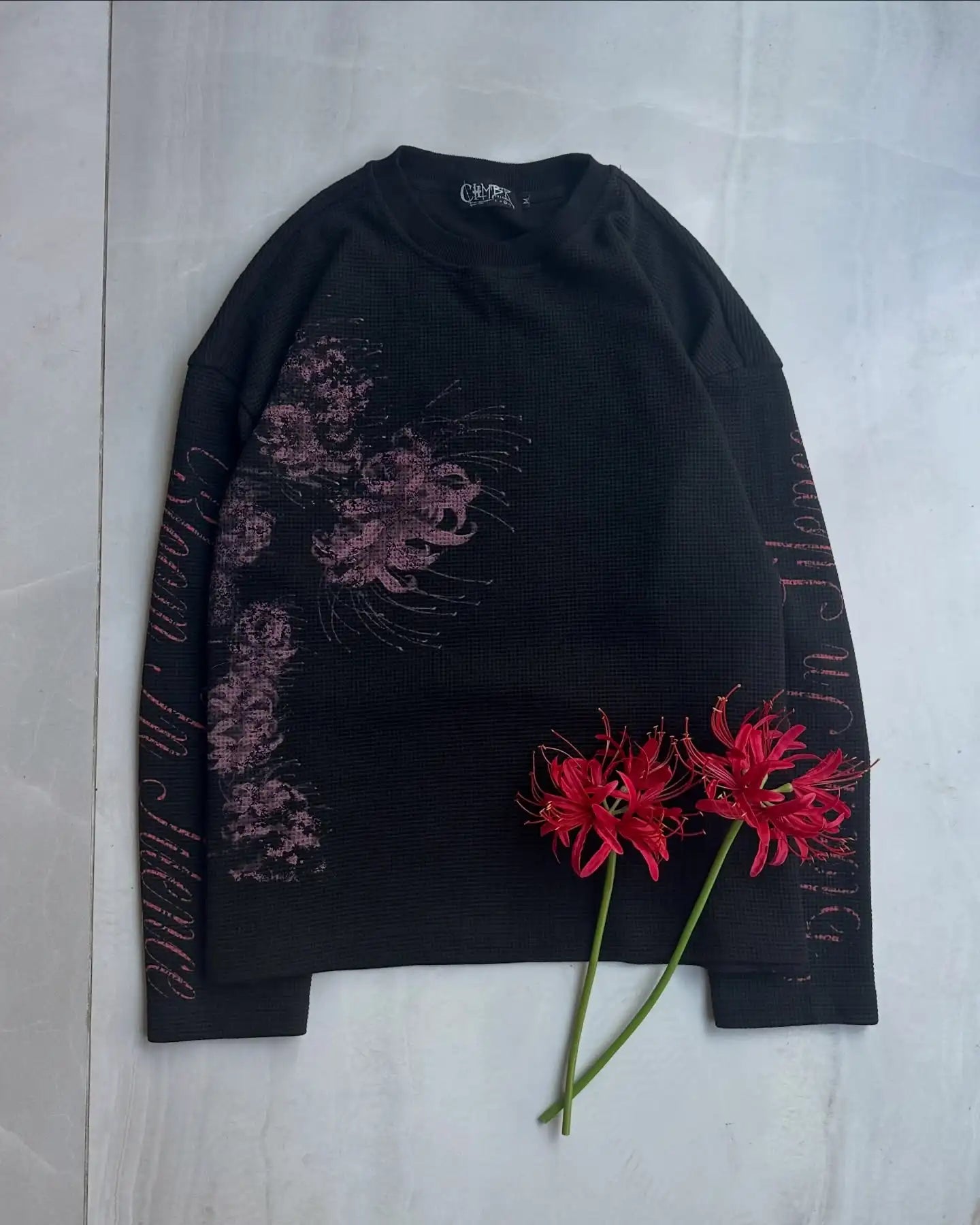 Retro Floral Print Knit Shirt Unisex