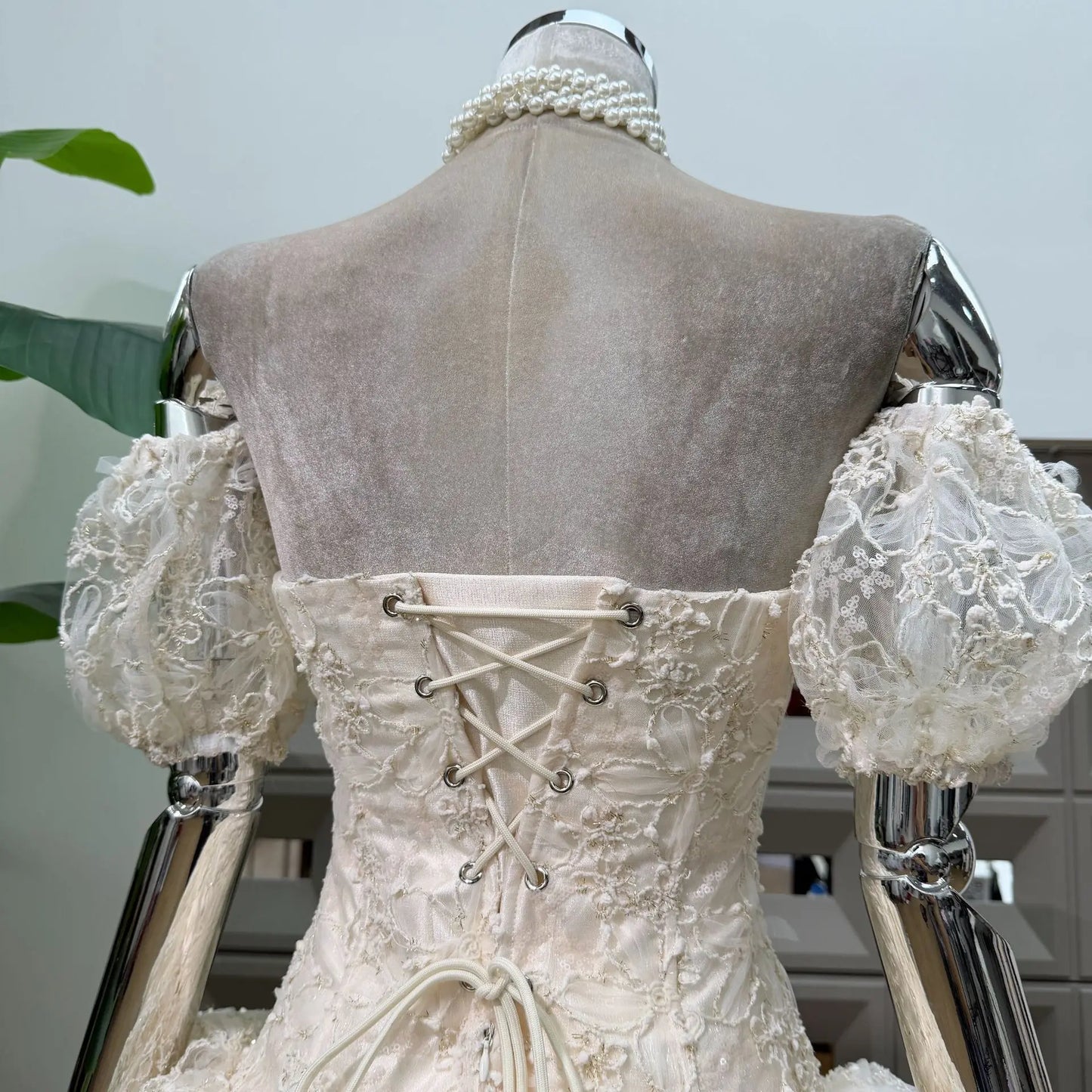 Corset Ball Gown Elegant Lace Peplum Strapless Dress