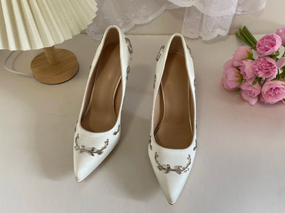 Leaves Metal Heel Pumps For Women