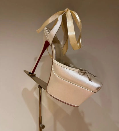 Stiletto Sandals Square Headband Butterfly  Heels