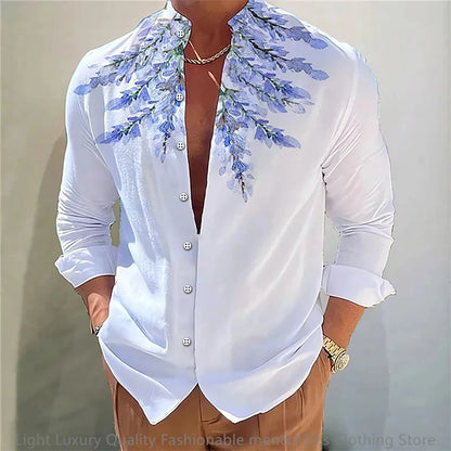 Flower pattern long-sleeved Shirt for Men