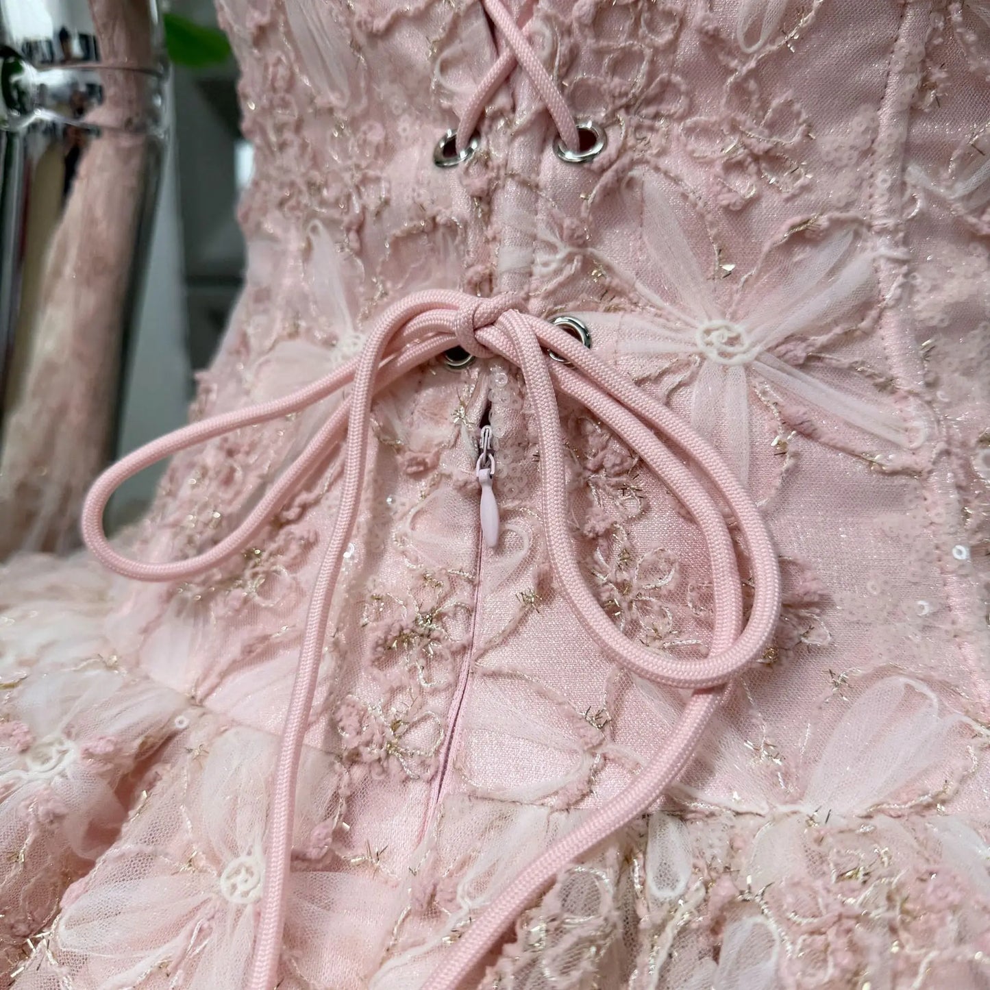 Corset Ball Gown Elegant Lace Peplum Strapless Dress