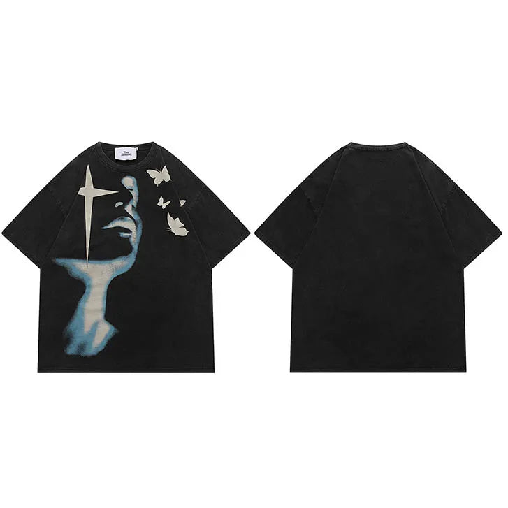 Shadow Butterfly Graphic T-Shirt Retro