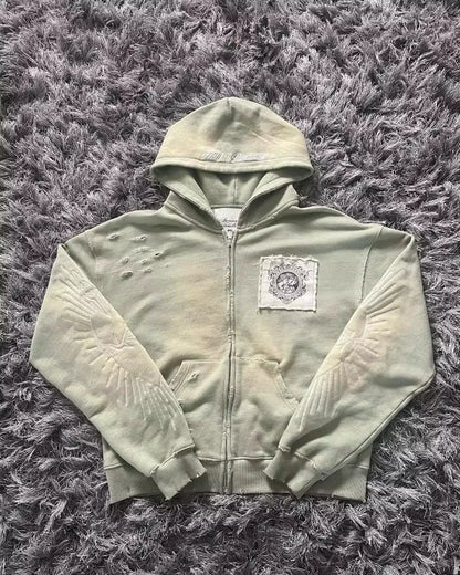 Oversized Pattern Printed Zipper Hooded for Men