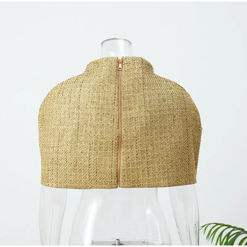 Capelet Shiny Tweed Shoulder Top