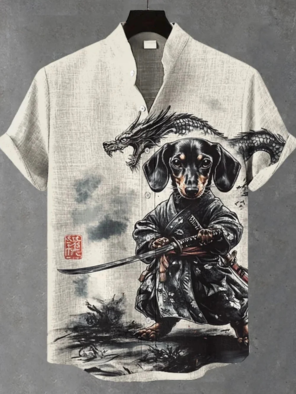 Retro art printed button up shirt for Men