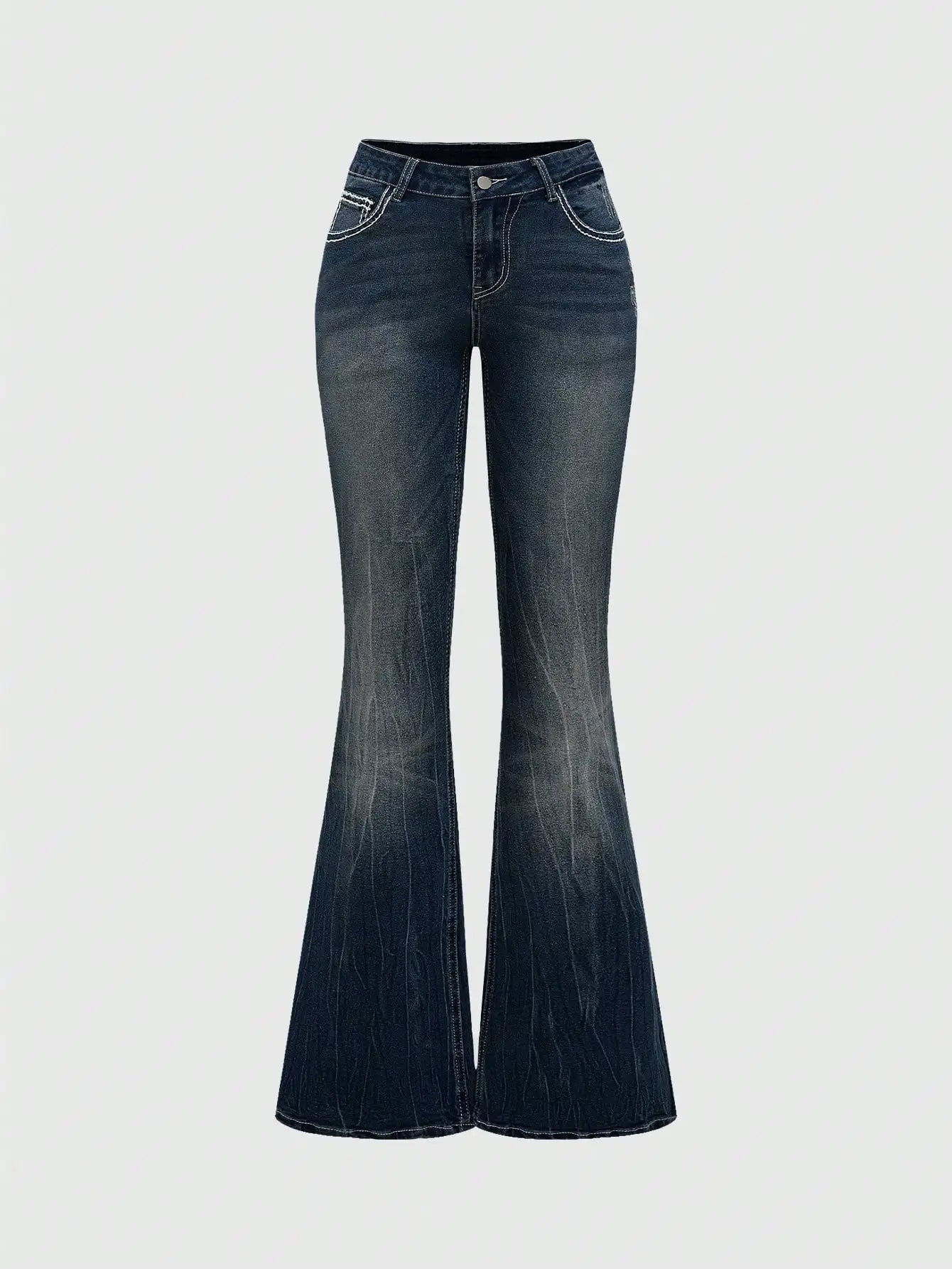Retro Embroidered Cross Wing Flare Jeans for Women