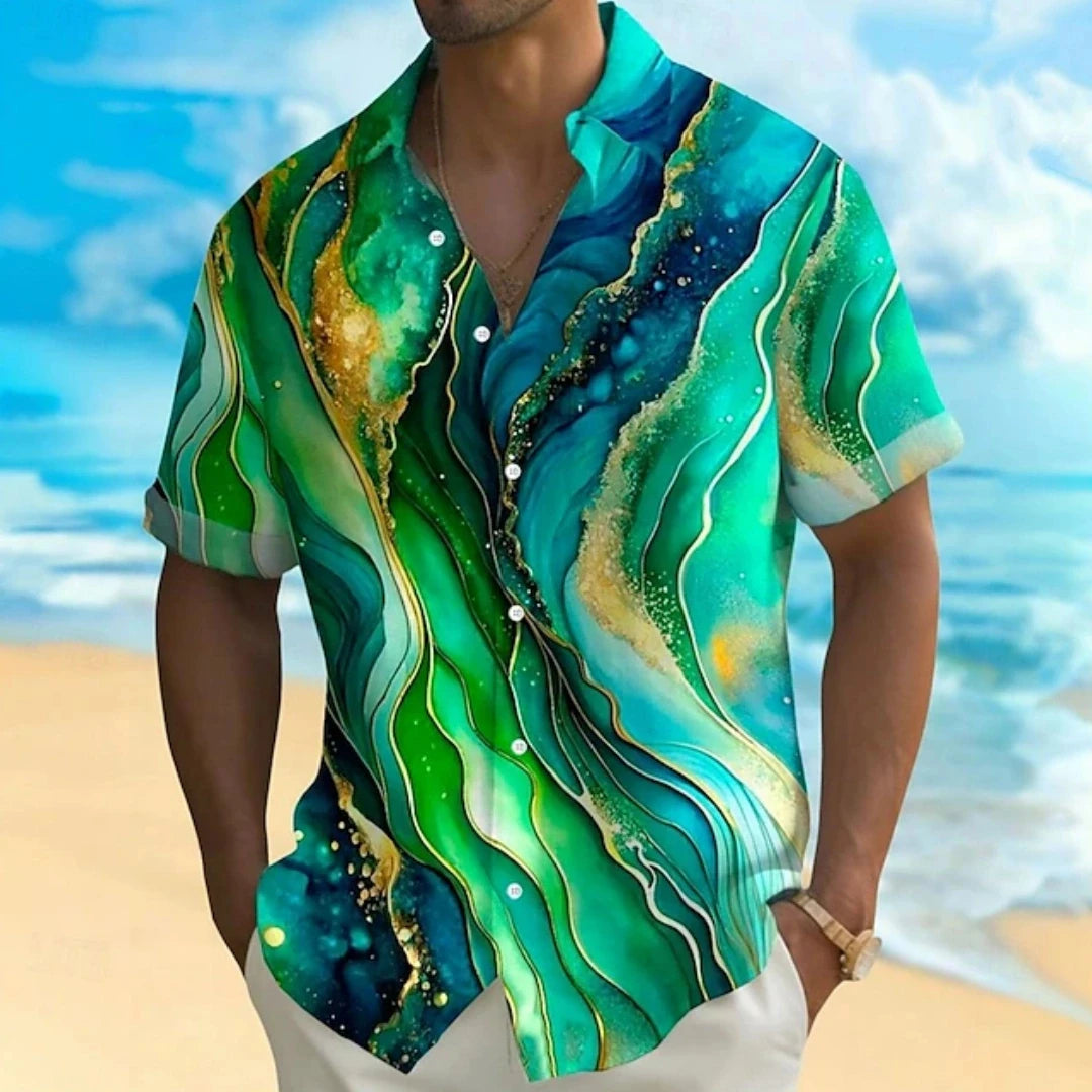 Laser Printed Patterns Summer Loose Men's Shirt