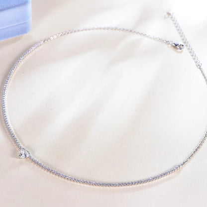 Moissanite Diamond Tennis Necklace With Heart Cut