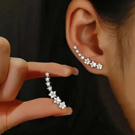 Zircon Flower Star Stud Earrings For Women