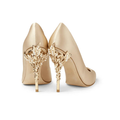 Leaves Metal Heel Pumps For Women