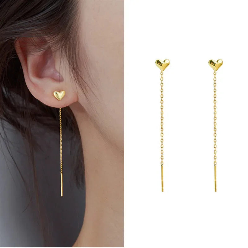 Rose Gold Color Zircon Crystal Threader Earing