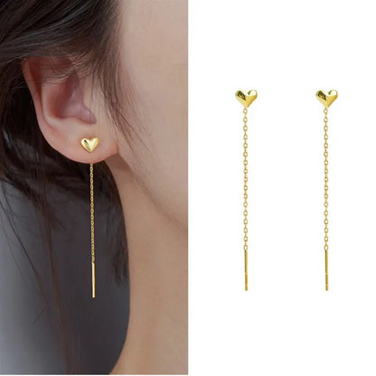 Rose Gold Color Zircon Crystal Threader Earing